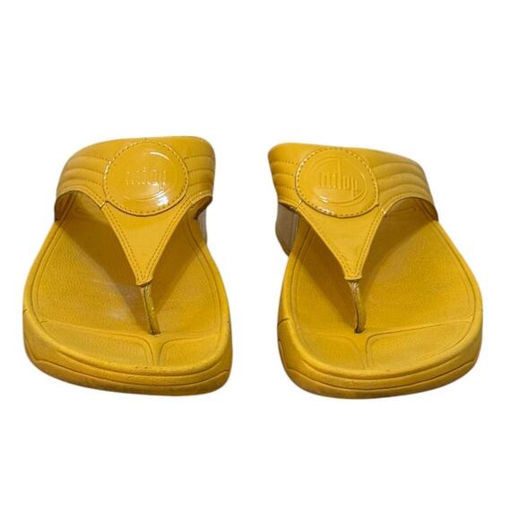 Not For Sale FitFlop Sandals Women 9 Yellow Lulu Leather Comfort Thong - Picture 4 of 9